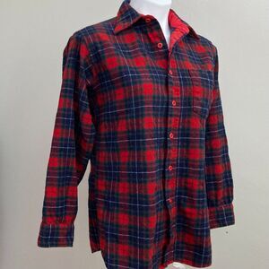 Vintage Pendleton 100% Wool Grunge Flannel Button Up Shirt Plaid Womens Small
